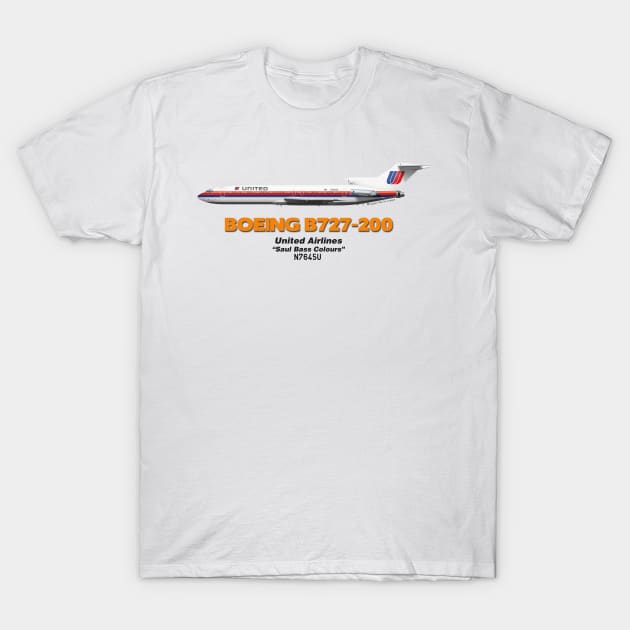 Boeing B727-200 - United Airlines "Saul Bass Colours" T-Shirt by TheArtofFlying